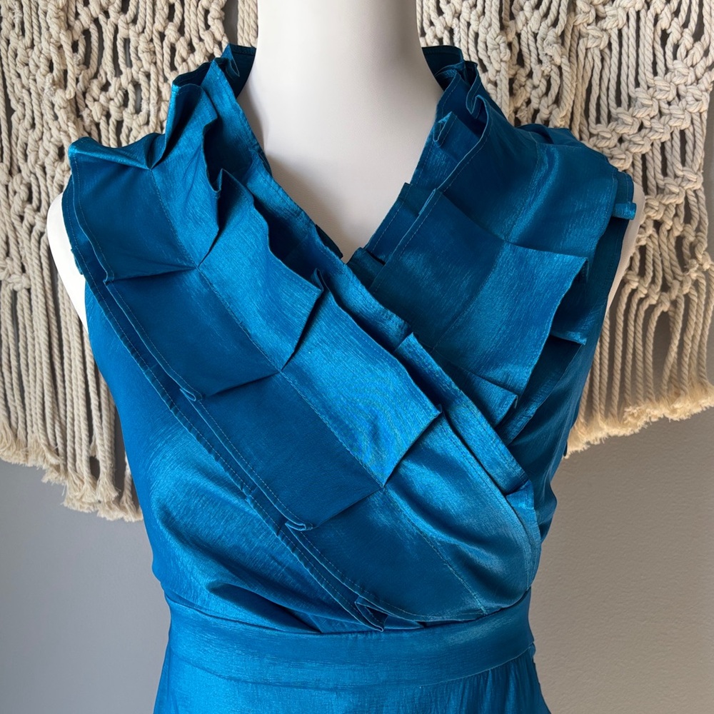Merona Teal Ruffled Mini Dress - Picture 2 of 6